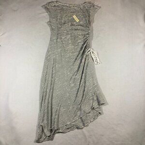 Max Studio Dress Womens Small Striped Asymmetrical Ruched Black White NEW $118